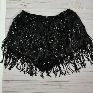 YOLLMART sequin tassel fringe shorts - size XL